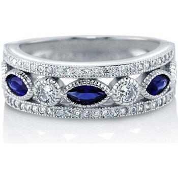 Emporial stříbrný rhodiovaný prsten Safírový kámen MA R0433 BLUE SILVER