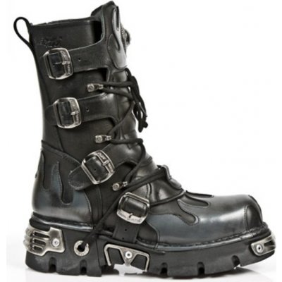 New Rock Flame Boots 591-S2 black Grey – Zboží Mobilmania