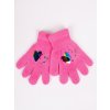Dětské rukavice Dívčí pětiprsté rukavice Yoclub s hologramem RED-0068G-AA50-005 Pink