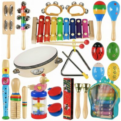Derrson W5291 Velká sada dřevěných hudebních nástrojů v batohu 27 ks – Sleviste.cz