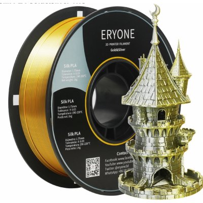 Eryone Dual-Color Silk PLA Gold&Silver 1,75mm, 1 kg – Zboží Živě