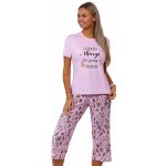 Růžové květované jemné luxusní dámské pyžamo Capri - HAPPEN 1D1202 růžová S – Sleviste.cz