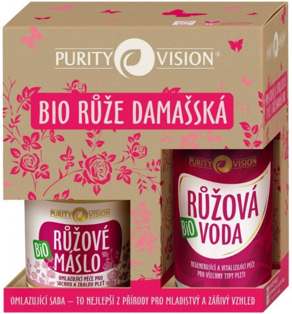 Purity Vision Rose růžová voda 100 ml + máslo z růže 120 ml dárková sada