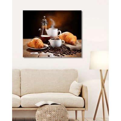 ZUTY Obrazy na stěnu - Koláž - káva s croissanty Rozměr: 40x50 cm, Rámování: vypnuté plátno na rám – Zboží Mobilmania
