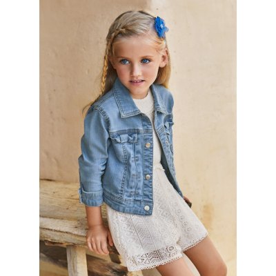 Mayoral bunda riflová s mašlemi středně modrá – Zboží Mobilmania