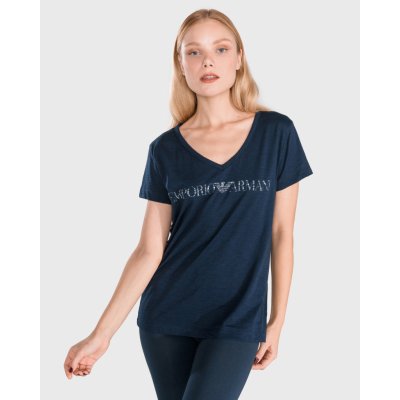 Emporio Armani dámské tričko na spaní tmavě modré – Zboží Mobilmania