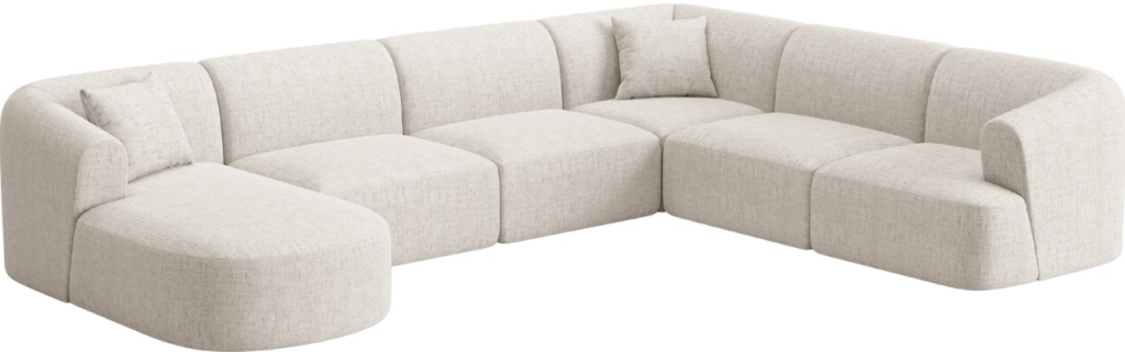 Cosmopolitan Design Rohová pohovka Campi Světle béžová čalouněná 330 cm pravá