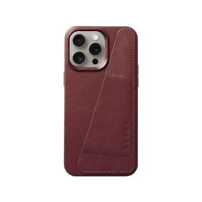 Mujjo Full Leather Wallet kožený s kapsou na karty iPhone 15 Pro Max - vínové