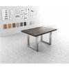 Jídelní stůl DELIFE Jídelní stůl Edge 140 x 90 XL platinová akácie kov šikmý