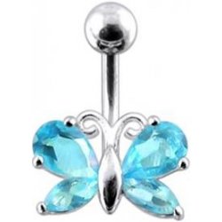 Šperky4U stříbrný piercing do pupíku motýlek BP01207-Q