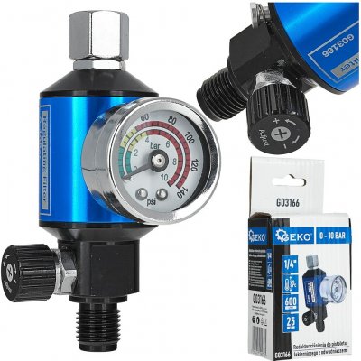 Regulátor tlaku pro stříkací pistoli, s manometrem a odlučovačem vody, 1/4" - GEKO – Sleviste.cz