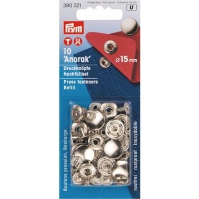 Knoflík stiskací ANORAK - PRYM průměr 15 mm varianta nikl – Zboží Dáma