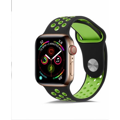 Bomba Sportovní silikonový řemínek pro Apple Watch Velikost ciferníku Apple watch: 42/44/45mm, Barva řemínku: Černá - zelená SN10-42_45MM-BLACK_GREEN