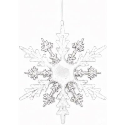 DECOLED Vánoční ozdoba na stromeček sněhová vločka 15 cm, akryl, závěsná, bílá a čirá – Hledejceny.cz