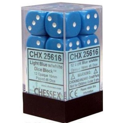 Sada Kostek 16mm Chessex Opaque Light Blue w/white – Zboží Živě