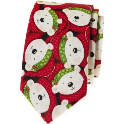 Avantgard vánoční úzká bavlněná kravata medvěd