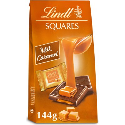 Lindt Squares mléčná čokoláda s karamelovou náplní 144 g – Hledejceny.cz