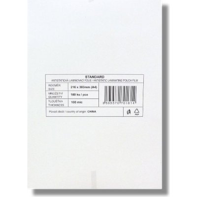 Laminovací fólie - kapsy A4, 100 mic (100 ks) – Zboží Živě