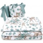BABY NELLYS 3-dílná sada Mantinel s povlečením Srnka a růže mátová 135 x 100 cm – Zboží Mobilmania