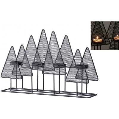 Svícen adventní kovový stromek na 4 čajové svíčky 380x90x250mm, černý – Zboží Dáma