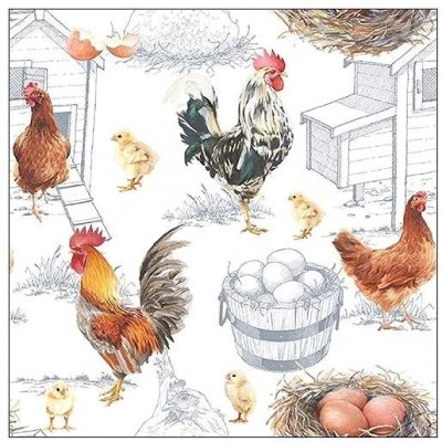 Ubrousek 33x33cm Slepičky a kohoutci – Zboží Dáma