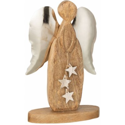 Dřevěný anděl s kovovými křídly 15*6*26cm