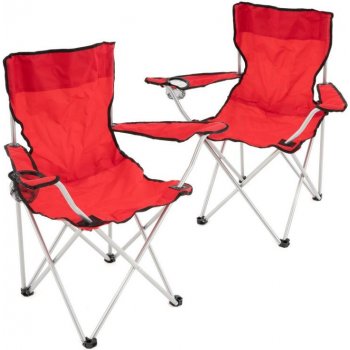 Divero D68387 Set červených skládacích kempingových židlí s držákem nápojů