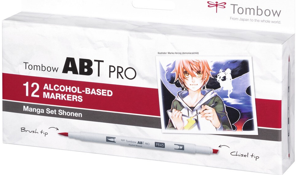 Tombow Oboustranný lihový fix ABT PRO - Manga Set Shonen 12 ks