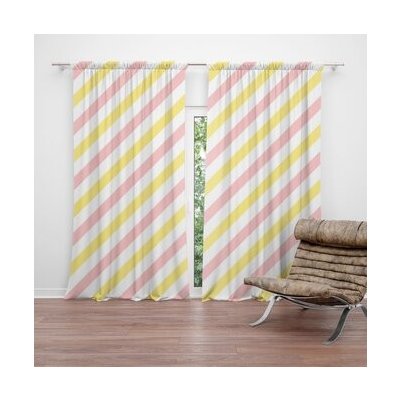 Sablio Závěs Růžové a žluté pruhy: 2ks 140x250cm – Hledejceny.cz