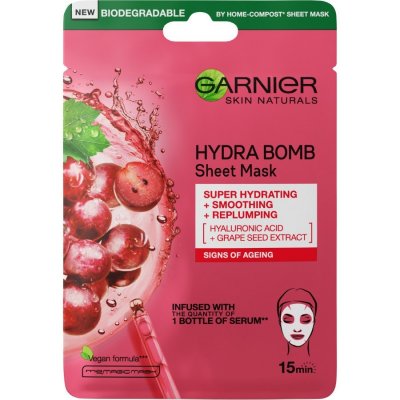 Garnier Skin Naturals Hydra Bomb v textilní maska s výtažkem z hroznů 28 g – Sleviste.cz