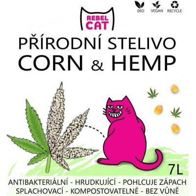 Rebel Cat přírodní hrudkující Corn & Hemp 7 l – Zbozi.Blesk.cz