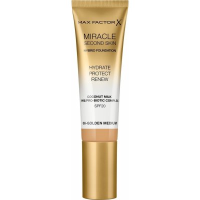 Max Factor Miracle Second Skin Hybrid Foundation make-up 06 Golden Medium 30 ml – Zboží Mobilmania
