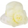 Klobouk Biju dámský klobouk T23-20 s ozdobnou velkou růží 9001628-3 žlutý