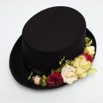 Černý cylindr na auto, květiny bordó, bílé a krémové – Zboží Dáma