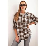 Kesi dámská bavlněná kostkovaná košile s efektem obnošení Modrá tmavě – Zboží Dáma