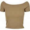 Dámská Trička Ladies Off Shoulder Rib Tee khaki