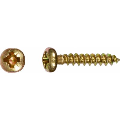 Uni vrut s půlkulatou hlavou PZ2 plný závit žlutě pozinkovaný 5 x 12 mm, 15 ks – Hledejceny.cz