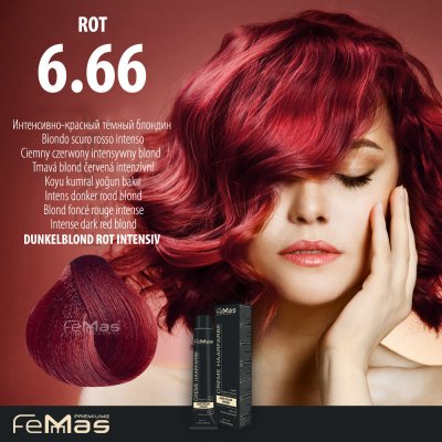 Femmas Barva na vlasy Tmavá blond červená intenzivní 6.66 – Zboží Mobilmania