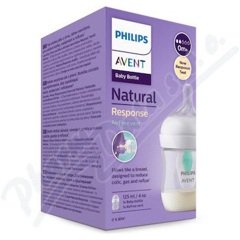 Avent láhev Natural Response průhledná dudlík s ventilem AirFree 1 ks 125 ml