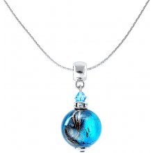 Lampglas blue lagoon s ryzím stříbrem v perle NZ3
