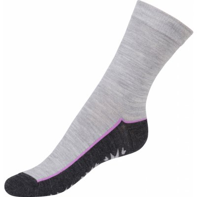 SAFA dámské merino ponožky se vzorem růží na podrážce šedé