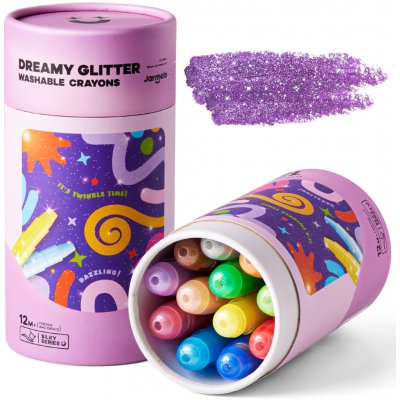 Jarmelo jemné voskovky smývatelné glitter 12 ks – Zboží Mobilmania