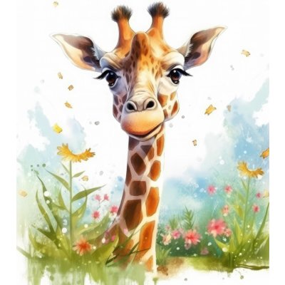 ZUTY Obrazy na stěnu - Vykukující žirafa Rozměr: 40x50 cm, Rámování: bez rámu a bez vypnutí plátna