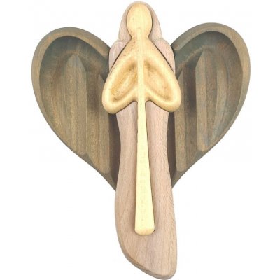 AMADEA Dřevěný anděl s flétnou barevný masivní dřevo 22x15x2 cm – Zbozi.Blesk.cz