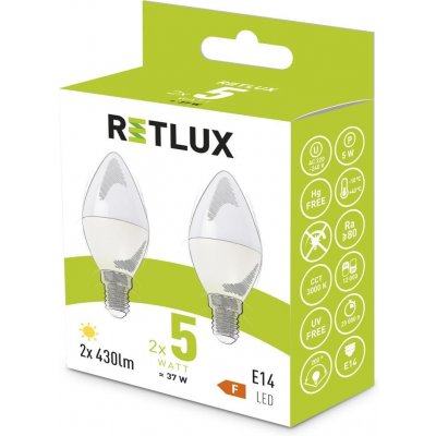 Retlux REL 34 Sada LED žárovek Candle 5W E14 teplá bílá – Hledejceny.cz