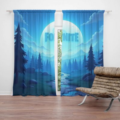 Sablio Závěs FORTNITE Modré údolí s měsícem: 2ks 140x250cm – Hledejceny.cz