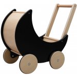 Baby Mix dřevěný kočárek chodítko pro děti 2 v 1 Montessori černý – Zboží Dáma