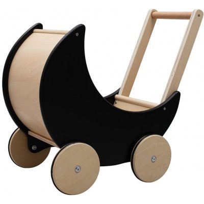 Baby Mix dřevěný kočárek chodítko pro děti 2 v 1 Montessori černý – Zboží Dáma