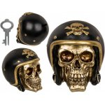 GiftyCity Pokladnička Lebka s motorkářskou přilbou zlatá černá – Hledejceny.cz