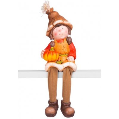 MagicHome Dekorace Nature Děvčátko sedí s dýní keramika 17x16,50x32 cm – Hledejceny.cz